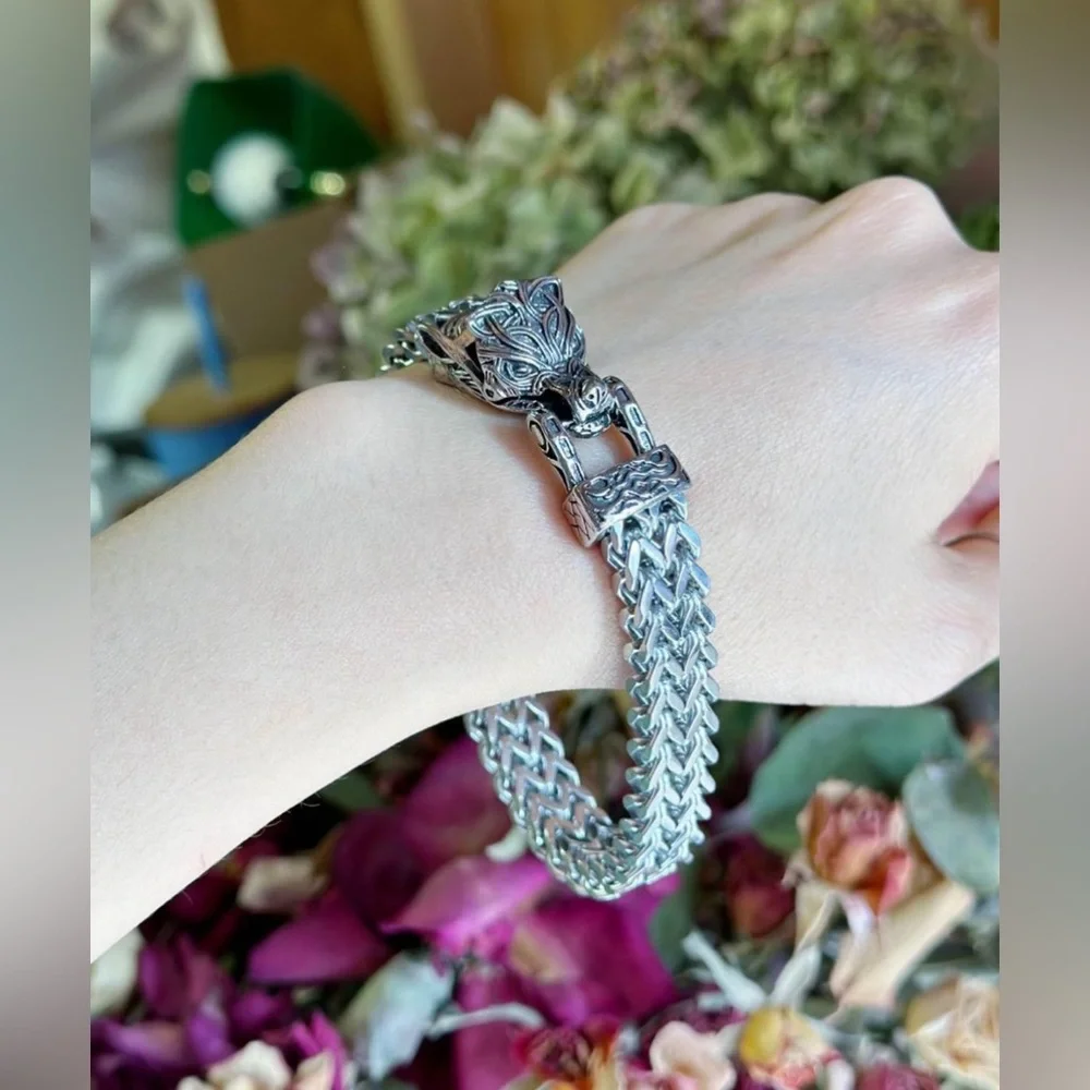 New 201 Stainless Steel Wolf Head Bracelet for Men